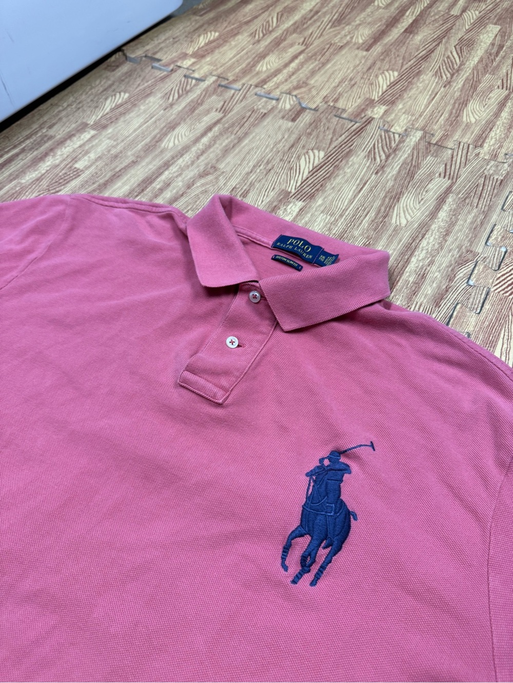 Polo Ralph Lauren Polo Shirt Men XXL Pink Big Pony Custom Slim Fit Knit Rugby